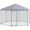 EasyComfort Recinto per Galline con Tetto e Porta Bloccabile in Acciaio per 10-15 Animali, 4x3.5x2.6m