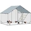 EasyComfort Recinto per Galline da 6m² per 6-8 Animali con Tetto Impermeabile, Mangiatoia e Posatoio, 3x2x1.9m, Argento