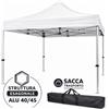 Divina Garden Gazebo Richiudibile Professionale Market-Pro 3x3 Struttura In Alluminio Esagonale Impermeabile Bianco