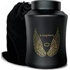CHIEMOT Grande urna funeraria per ceneri di adulti, fino a 72,5 kg, decorata con ali d'angelo e scritta "In Loving Memory", con sacchetto di velluto, nero