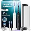 PHILIPS Spazzolino elettrico Philips Sonicare serie 7100 - Next Gen, sensore di pressione, 12 impostazioni di spazzolamento, autonomia di 21 giorni, custodia con ricarica, bianco e nero, duo pack, HX7429/04