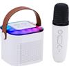 Sonstige Altoparlante Karaoke Bluetooth Mini Music Box con microfono e spettacolo di luci RGB - Altoparlante per feste con 9 effetti sonori - Compatto e leggero - Bianco