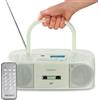 MEDION® Boombox MEDION DRX-1 Plus (radio FM DAB+ portatile, Bluetooth, lettore CD, MP3, cassetta, jack per cuffie, sistema audio stereo, AUX, rete e batteria) verde