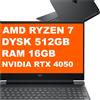 HP Laptop da gaming Victus HP 15-fb3093dx / BM4X8UA / AMD Ryzen 7 / 16GB / 512GB / RTX 4050 / Full HD / 144Hz / Win11 / Nero