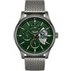 Ben Sherman Orologio da uomo Ben Sherman St Albans multifunzione con quadrante scheletrato verde e bracciale a maglia color canna di fucile