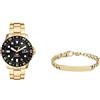 Fossil Reloj FS5990 Blue acero IP dorado + T56Fossil Bracciale Uomo Gioielli Trendy cod. JF04465710