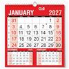 G4GADGET Calendario da parete 2026, tre mesi, rilegatura a spirale, da appendere, con festività del Regno Unito, organizer mensile rosso e bianco per casa, ufficio, scuola e affari