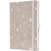 SIGEL J5349 Jolie Agenda settimanale 2025, motivo Cosmic Fantasy Beige, 13,5 x 20,3 cm, copertina rigida, 174 pagine, beige, bianco