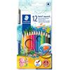 Staedtler matite colorate Noris® Aquarell, confezione da 12 colori a matita acquerellabili con pennello incluso, mine resistenti, 144 10NC12