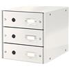 Leitz Click & Store Cassettiera a 3 Cassetti Pieghevole, Organizer per Riporre Documenti, Cataloghi e Riviste in Formato A4, Adatta per Casa e Ufficio, Bianco, 60484001