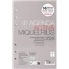 Miquelrius - Ricambio agenda annuale 2025, 16 mesi, settimana vista orizzontale, ricambio agenda anelli, dimensione attiva 117 x 182 mm, ricambio agenda 6 anelli, catalano, portoghese e inglese