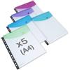 Rapesco 1630 ECO Buste Portadocumenti Perforate, A4, Confezione da 5 | Cartelle Espandibili, Materiale Riciclato,Trasparenti con Lembi in Colori Assortiti