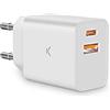 KSIX smart your tech CARGADOR 20W DUAL (USB A + C) KSIX BLANCO