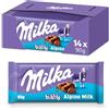 Milka Bubbly Milk, Cioccolato al Latte Alpino con Numerose Piccole Bolle d'Aria, Confezione da 14 Barrette, 90g Ciascuna