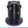 Oniverse Caricabatterie per Controller per Switch 2 - Stazione di carica rapida per 4 Joy-Con compatibile con Nintendo Switch 2, alimentazione USB-C, indicatori LED, e 10 modalità di illuminazione