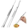 Elalove Set da 2 Pinze da Cucina in Acciaio Inox 30 cm, Pinza Tonda per Griglia e Pinza Fine di Precisione, Utensili Cucina Multiuso per Grigliate, Frittura e Impiattamento