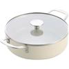 KitchenAid Aluminium Tegame Ceramica Antiaderente con Coperchio Vetro e Manico Ausiliario, 24 cm/3,1 L, Senza PFAS, Induzione, Manico Acciaio Inox, Forno, Lavastoviglie, Crema