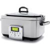 GreenPan Elite 8-in-1 Slow Cooker programmabile da 6L,coperchio lavabile in lavastoviglie e vassoio rimovibile, ceramica sana senza PFAS antiaderente, cottura,soffritto,cestello a vapore,arrosto,inox