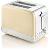 Swan Retro ST19010CNEU Tostapane a Fessura Larga 2 Fette, Design Vintage, 3 Funzioni: Scongelamento, Riscaldamento, Annullamento, 6 Regolatore del livello di Tostatura, Acciaio Inox., Crema, 815W