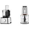 Kenwood Multipro FDM301SS Robot da cucina con 2 velocità di Lavorazione+Pulse, Ciotola da 1.2L & Chopper CHP61.100WH, Potenza 500W, Ciotola da 0.5L, 2 velocità, Sistema a quattro lame