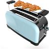 Cecotec Tostapane Vertical 2 Fessure Lunghe Toastin' Time 1500 Blu. 1500 W, 4 Fette di Pane, Fessura Larga 3,8 cm, Supporto per Panini e Vassoio Raccogli Briciole, Acciaio Inossidabile e Blu