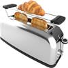 Cecotec Tostapane A Fessura Larga E Lunga con Griglia Superiore Toastin Time 1100 Inox Long Plus. 1100W, 2 Fette, Fessura 3,8cm, 7 Livelli, Spegnimento e Pop Up Automatico, per versatilità in cucina