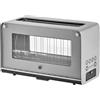 WMF Lono - Tostapane in vetro con inserto per panini, per 2 fette, misura XXL, funzione riscaldamento, 7 livelli doratura, acciaio INOX opaco