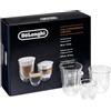 De'Longhi SET FANCY BOX DLSC302 composto da 6 bicchieri termici in vetro borosilicato, mantengono il calore, senza condensa, 2 bicchieri per espresso, 2 per cappuccino e 2 per latte macchiato