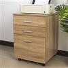 BAKAJI Cassettiera Mobile Scrivania Mobiletto Porta Stampante in Legno MDF con 3 Cassetti e 4 Ruote Girevoli Design Moderno Arredamento Casa Ufficio Dimensione 46,5 x 45 x 64 cm (Quercia)