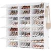 SONGMICS Scarpiera a 12 Scomparti, Scaffale Portaoggetti Modulare | Con Sportello, Telaio in Acciaio, Pannelli di Plastica, Bianco, Collezione DAMION LPC040WZ02