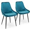 KARE Design Sedia East Side (2/Set), verde acqua, 83x48x57 cm | fodera effetto velluto, senza braccioli, per pranzo, riunione