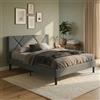 Dmora - Letto alla francese Calitri, Sommier per camera da letto, Giroletto per stanza, Struttura porta materasso, Adatto a materasso Cm 140x190, Grigio