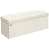 SONGMICS Panca Contenitore, Pouf Pieghevole, 38 x 110 x 38 cm, Panca da Fondo Letto, Cassapanca, Capacitàdi Carico 300 kg, per Soggiorno, Camera da Letto, Ingresso, Bianco Crema LSF604W01