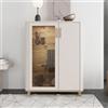 Dmora Vetrina Satomo 90x40x117h cm Beige 4 Ripiani Apertura Battente, Mobile Espositore 2 Ante