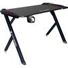 Oversteel - Vitallium Tavolo da gioco 120x60x75 cm, luce LED RGB, superficie in fibra di carbonio, ergonomico, supporto per tazze e cuffie, scrivania per computer, nero