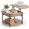 VASAGLE Tavolino Salotto con Piano Sollevabile e Scomparto Nascosto | Tavolo per Divano, 80 x 80 x 45 cm, con Ripiano Aperto, Marrone Cammello e Nero Opaco, Collezione Barnet LCT266L101