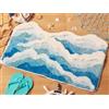 DyeFury Grande tappetino da bagno blu con onde dell'oceano, grazioso tappeto da bagno stravagante per spiaggia costiera, decorazione a tema nautico, antiscivolo, lavabile, per camera da letto, cucina