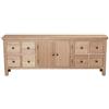 DRW Tavolo TV con 2 ante e 8 cassetti in legno naturale 50,5x133x25,5 cm