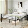 Novilla Rete Letto Matrimoniale 140x190 Struttura Letto con Testiera e Pediera, Supporto a Doghe in Acciaio, Design Antiscivolo per Materasso, Spazio di Archiviazione Sotto il Letto, Nero