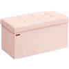 SONGMICS Panca Contenitore, Pouf Pieghevole, 76 x 38 x 38 cm | Cassapanca, Panca da Fondo Letto, Capacità di Carico 300 kg, Rosa Pastello e Nero Inchiostro, Collezione MINOTA LSF603R01