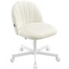 SONGMICS Sedia da Ufficio, Sgabello da Trucco in Tessuto Peluche, Sedia da Scrivania Imbottita in Gommapiuma, Regolabile in Altezza, Studio Camera da Letto Cabina Armadio, Bianco Crema OBG027WD01