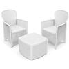 Dmora - Set salotto da esterno Napoli, Composizione da giardino con 2 poltrone ed 1 tavolino contenitore, Salottino effetto rattan, 100% Made in Italy, Bianco