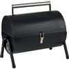 alpina Barbecue da tavolo a carbonella - Barbecue da tavolo con piastra e coperchio - Barbecue compatto con piastra grill - Barbecue da tavolo portatile - Ideale per esterni - Nero