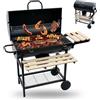 Relaxdays Barbecue a Carbone con Coperchio e termometro, Carrello, Nero | 95x114,5x69 cm, acciaio verniciato a polvere