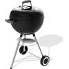 Weber Barbecue a carbone Original Kettle 47 cm con supporto e ruote | BBQ classico in acciaio smaltato antiruggine, termometro, sistema pulizia One-Touch, superficie cottura 1548 cm²
