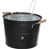 Kaemingk Barbecue Bucket BBQ Bucket, Iron, Matt Black, Diameter 33 x 24 cm, Charcoal Grill, Camping Grill, Balcony Grill, Outdoor Grill, Mini Grill