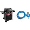 Char-Broil Gas2Coal Hybrid Grill Barbecue a Gas e Carbonella con 3 fuochi & Campingaz Kit, Tubo, Fascette per Bombole Attacco Italia Regolatore di Pressione del Gas