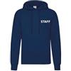 Handmade Felpa con cappuccio e scritta STAFF davanti e dietro NM (Blu Navy, L)