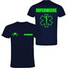 Handmade T-shirt in cotone adatto per infermiere 118 soccorso con stampa fluo fronte e retro NM (Blu Navy, 3XL)