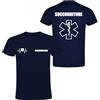 Handmade T-shirt in cotone adatto per Soccorritore 118 soccorso con stampa bianca fronte e retro NM (Blu Navy, XS)